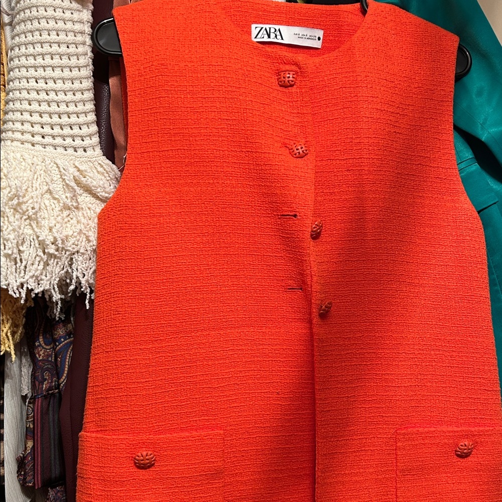 Zara Tweed Orange Capri Set
